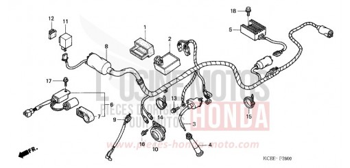 WIRE HARNESS/IGNITION COIL XR250R4 de 2004